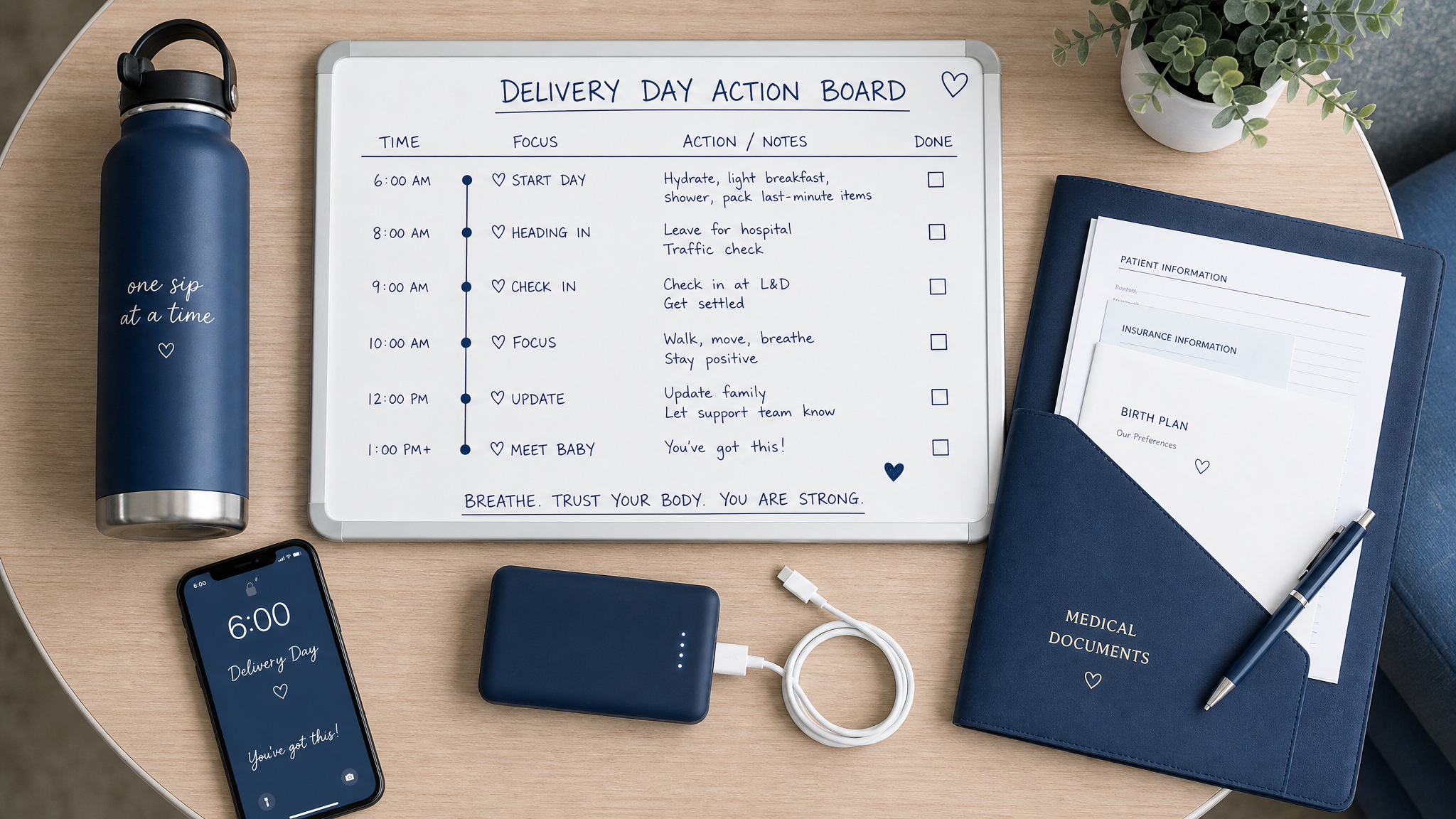 A clean, modern flat lay composition of a 