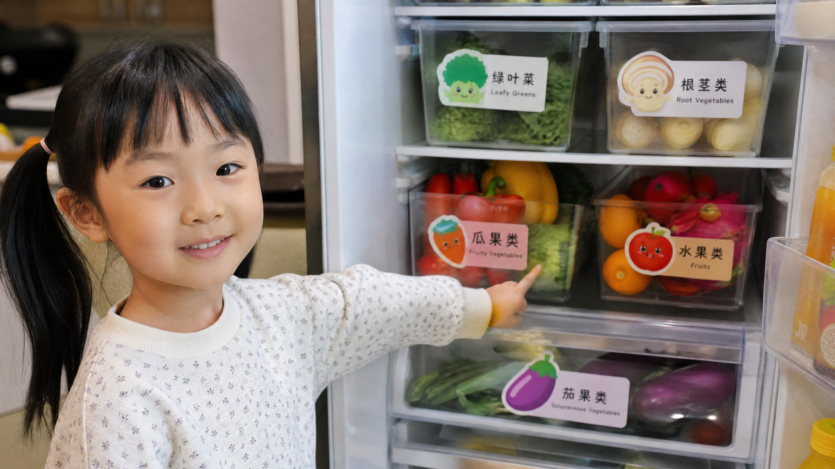 A 5-year-old Chinese kid standing in front of an o