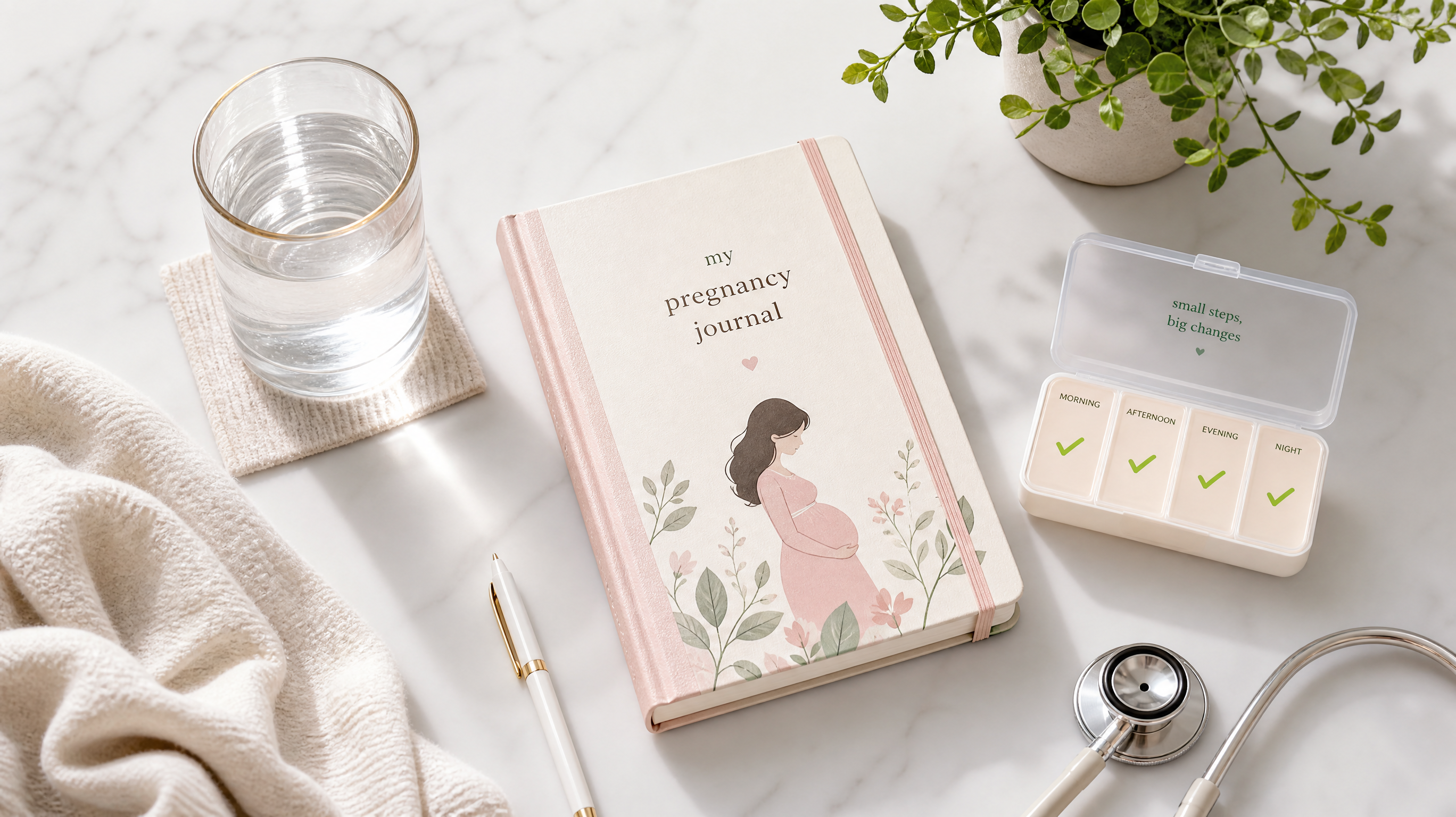 A conceptual flat lay photography of a doctor's de