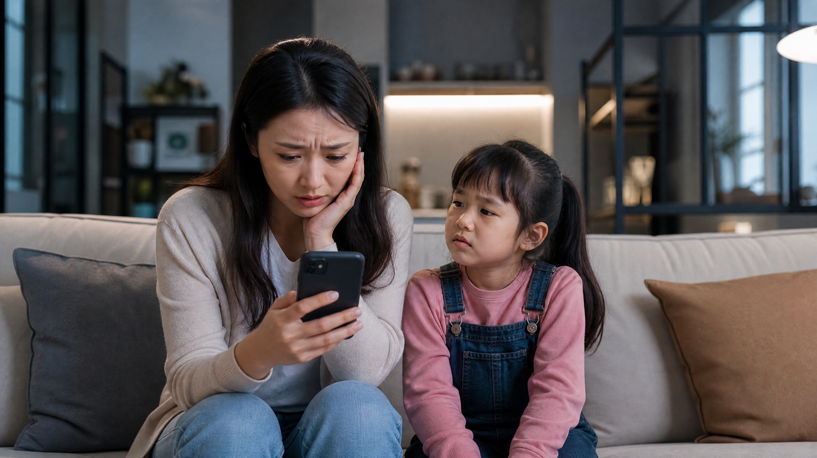 A realistic photograph of a young Chinese mother l