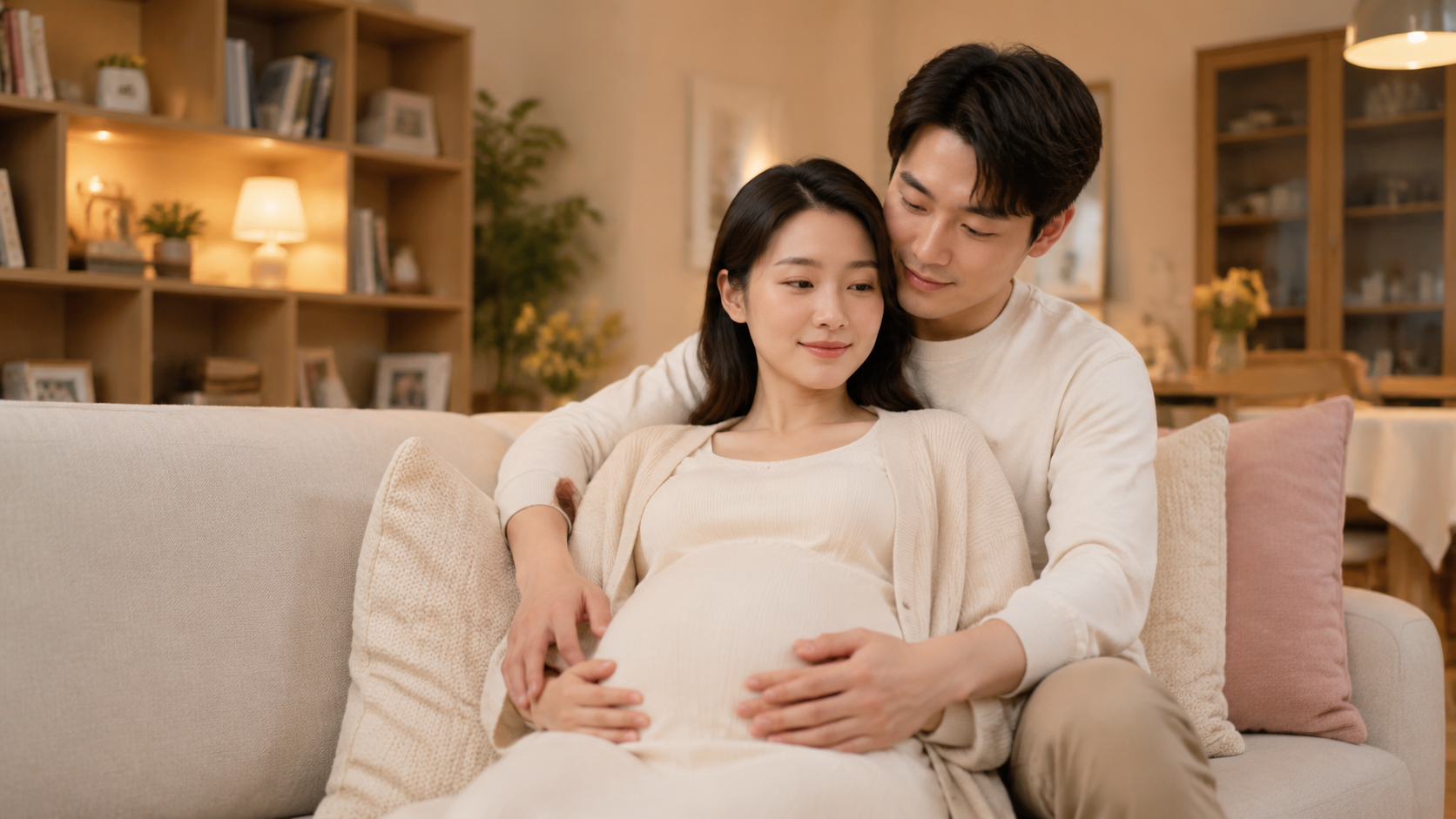 A heartwarming scene of a Chinese couple sitting o