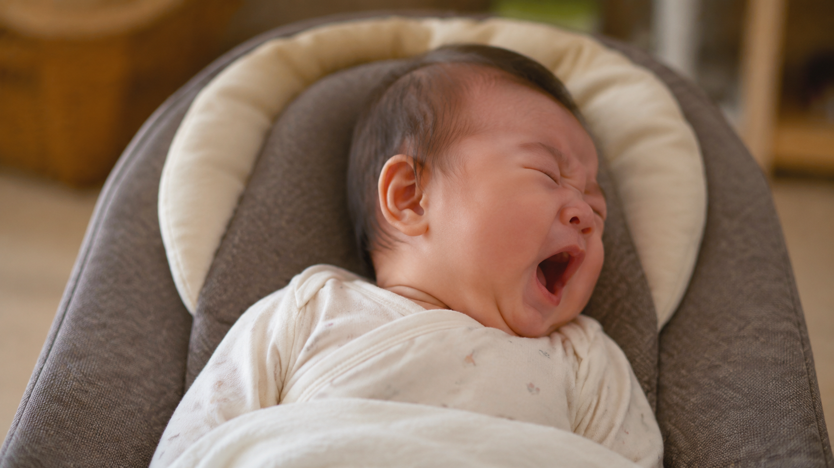 A close-up shot of a cute 2-month-old Chinese baby