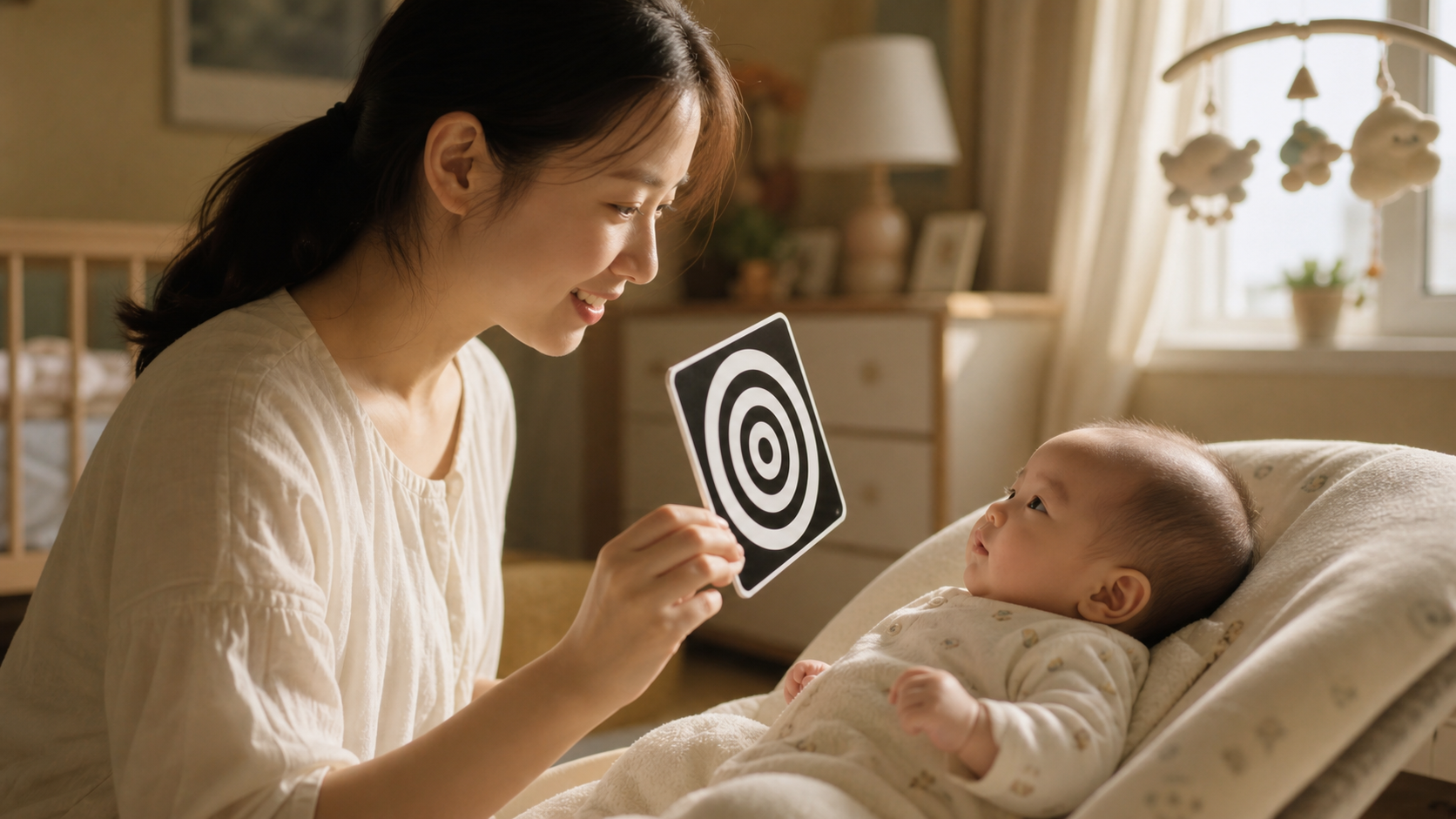 A warm and healing scene of a young Chinese mother