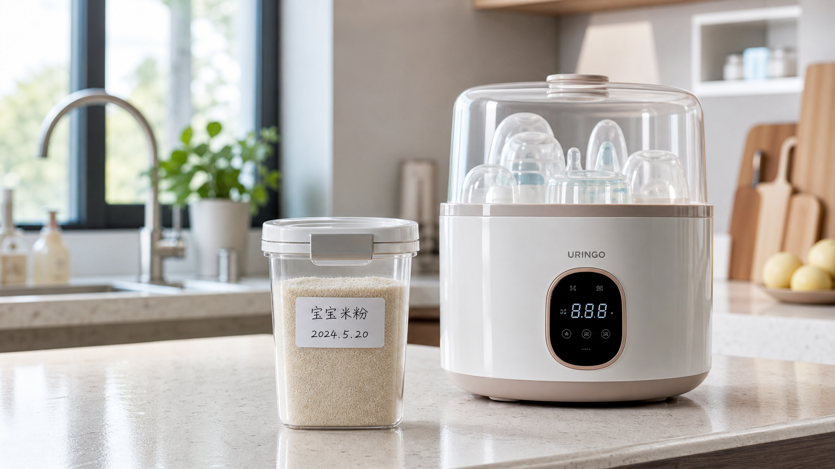 A neat and organized modern Chinese kitchen counte