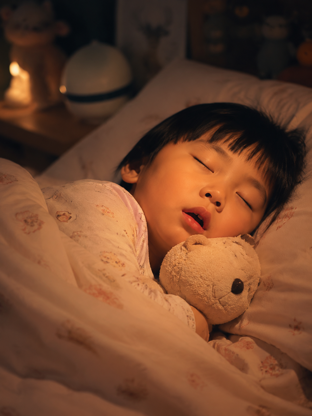 A cute 4-year-old Chinese child sleeping peacefull