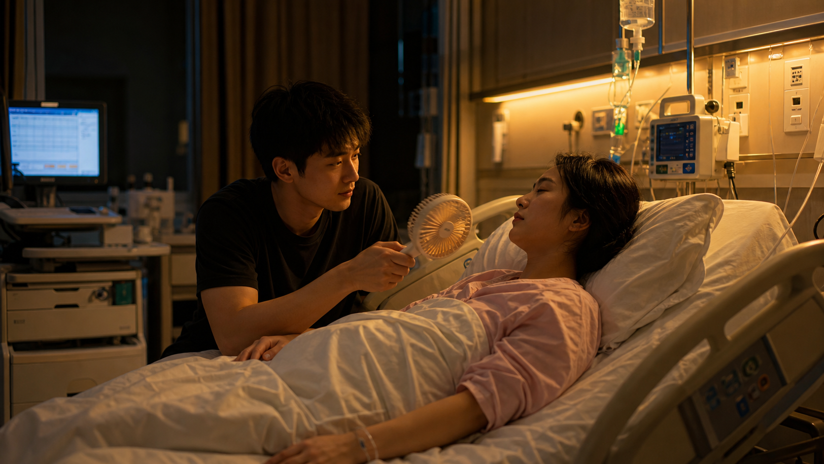 A warm and touching silhouette scene in a modern h