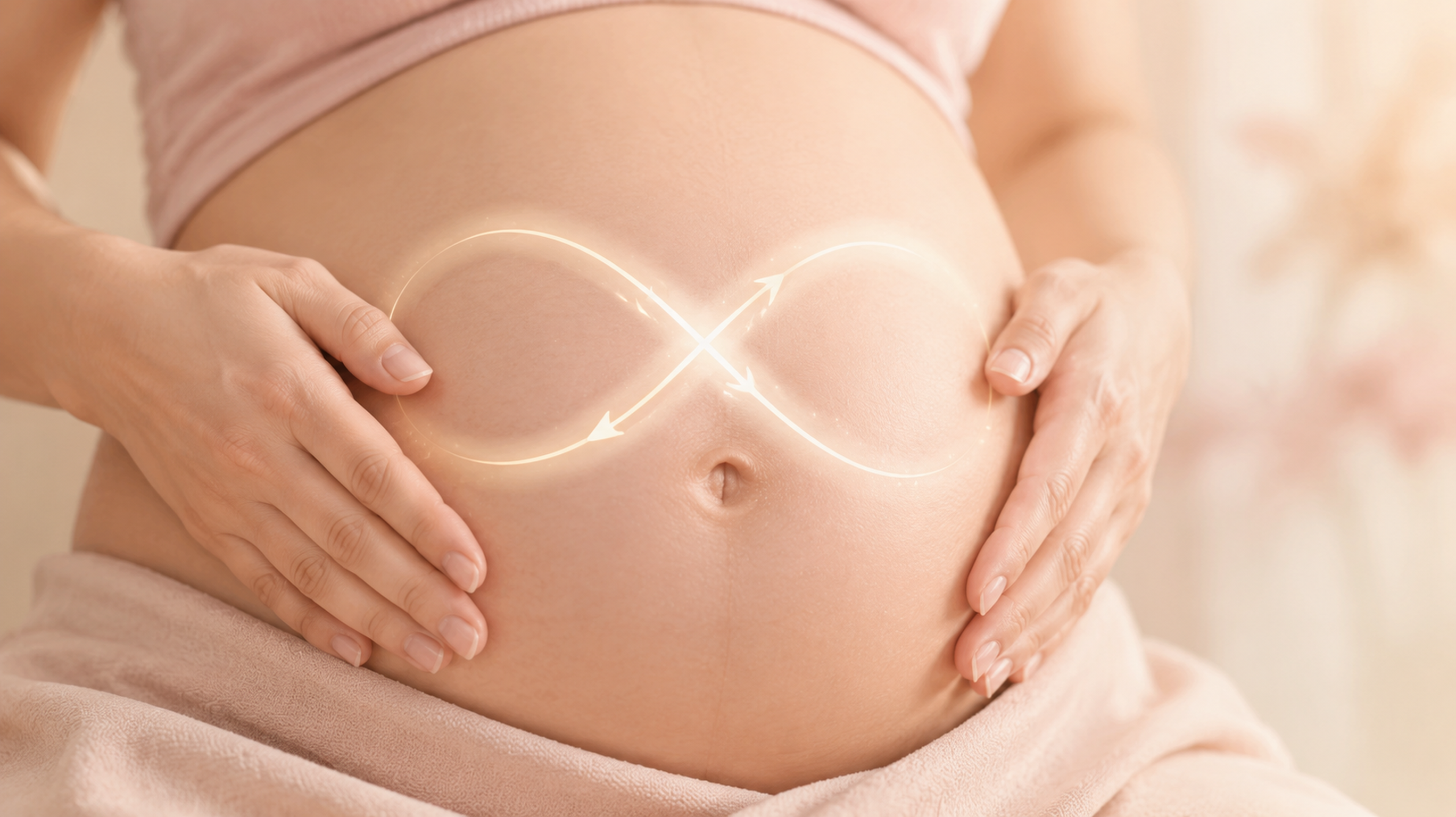 Close up of a Chinese pregnant woman's belly, her 