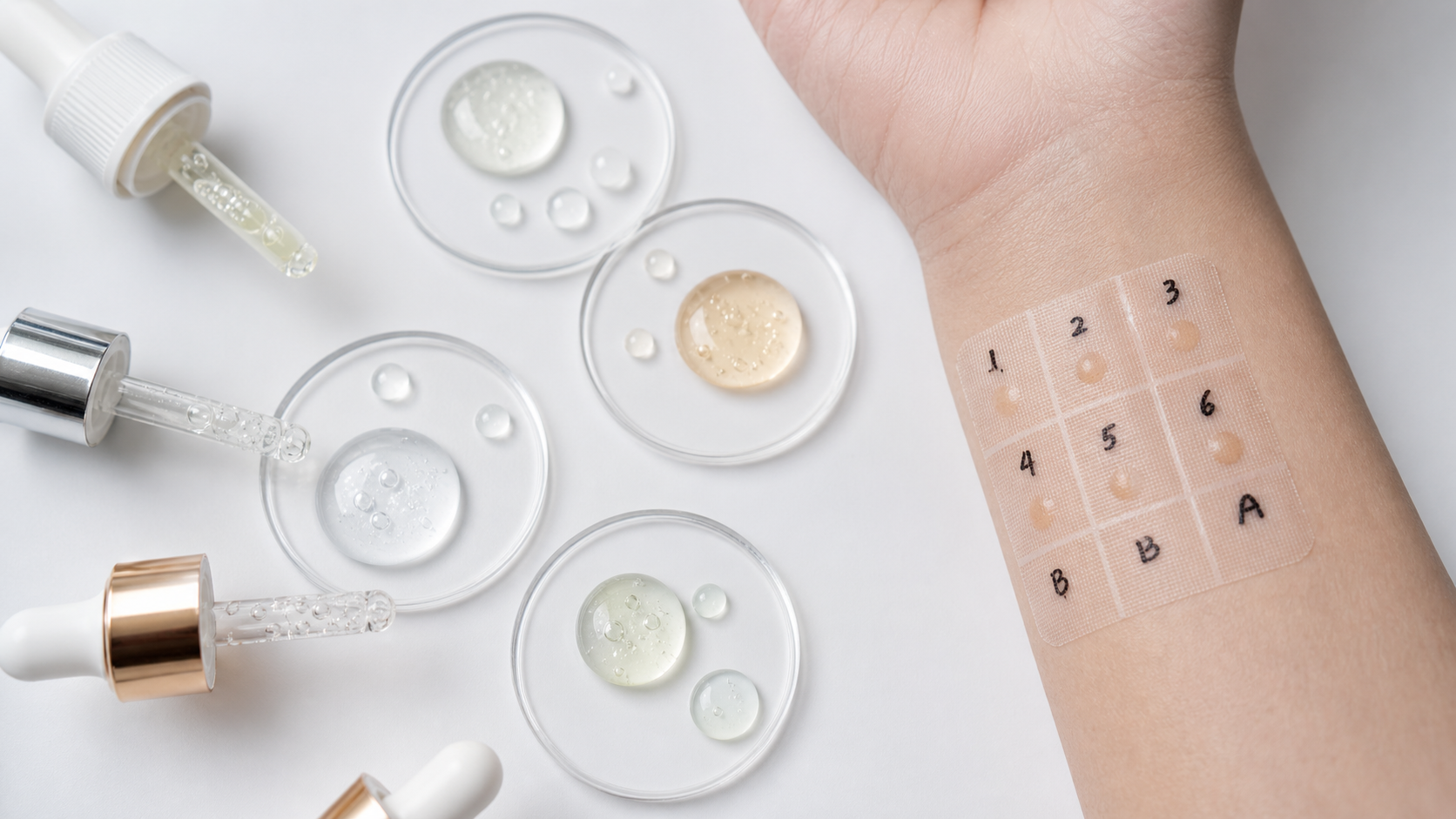 A flat lay macro photography of skincare serum dro