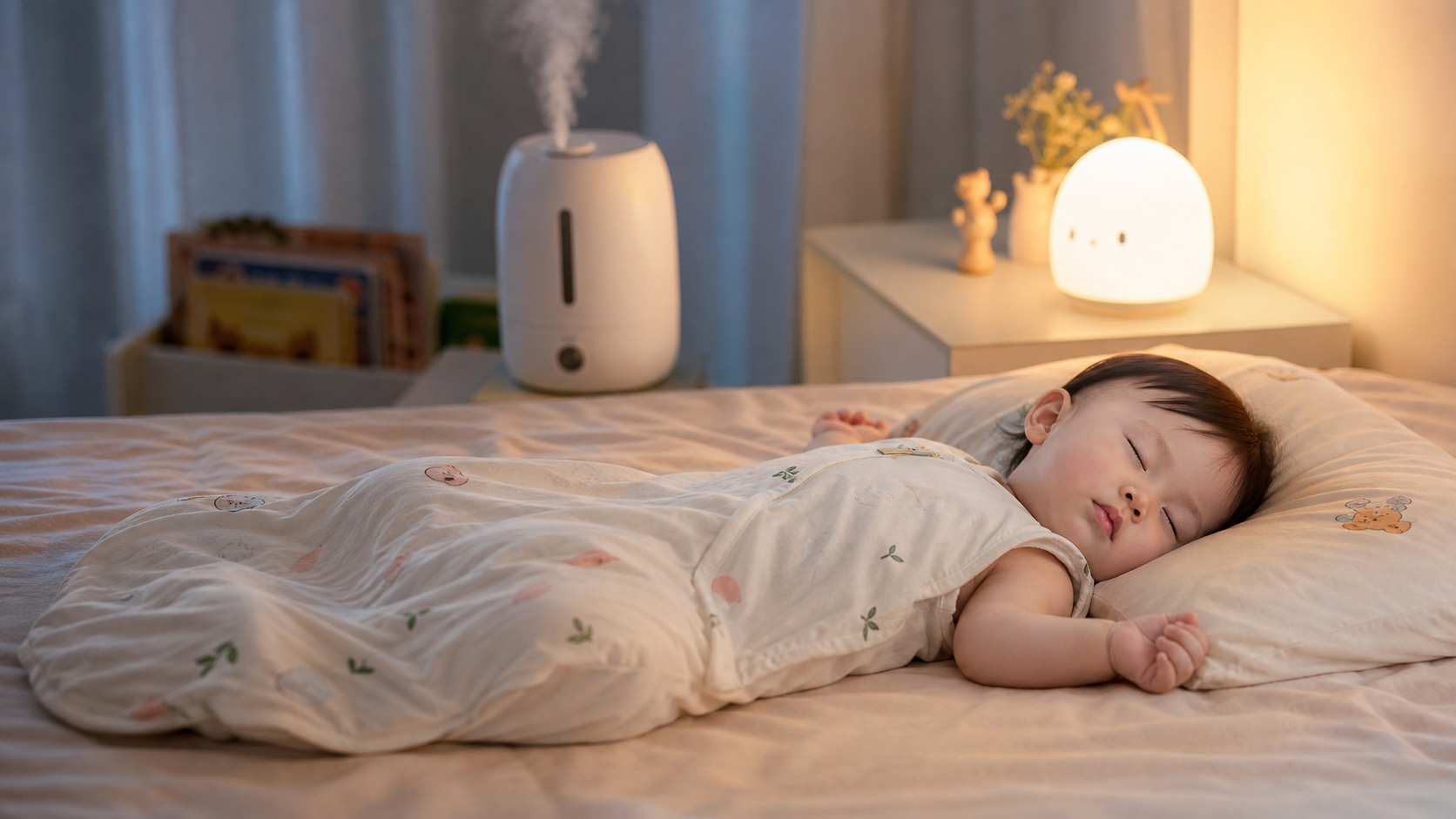 A cute 9-month-old Chinese baby sleeping peacefull