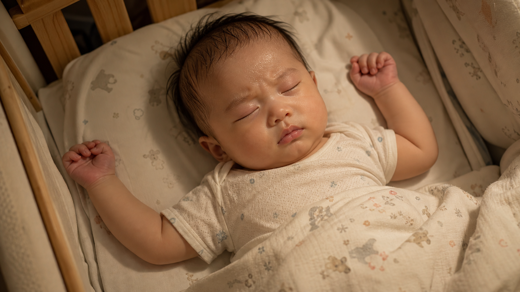 A realistic photography of a cute Chinese baby sle