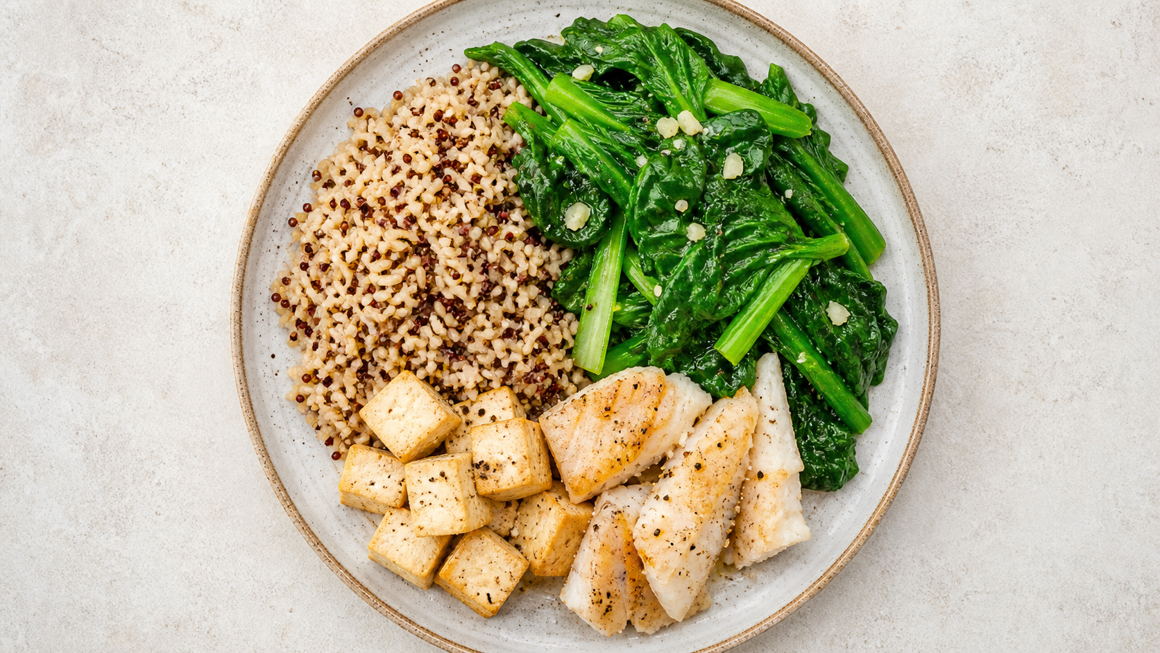 A top-down view of a beautifully arranged healthy