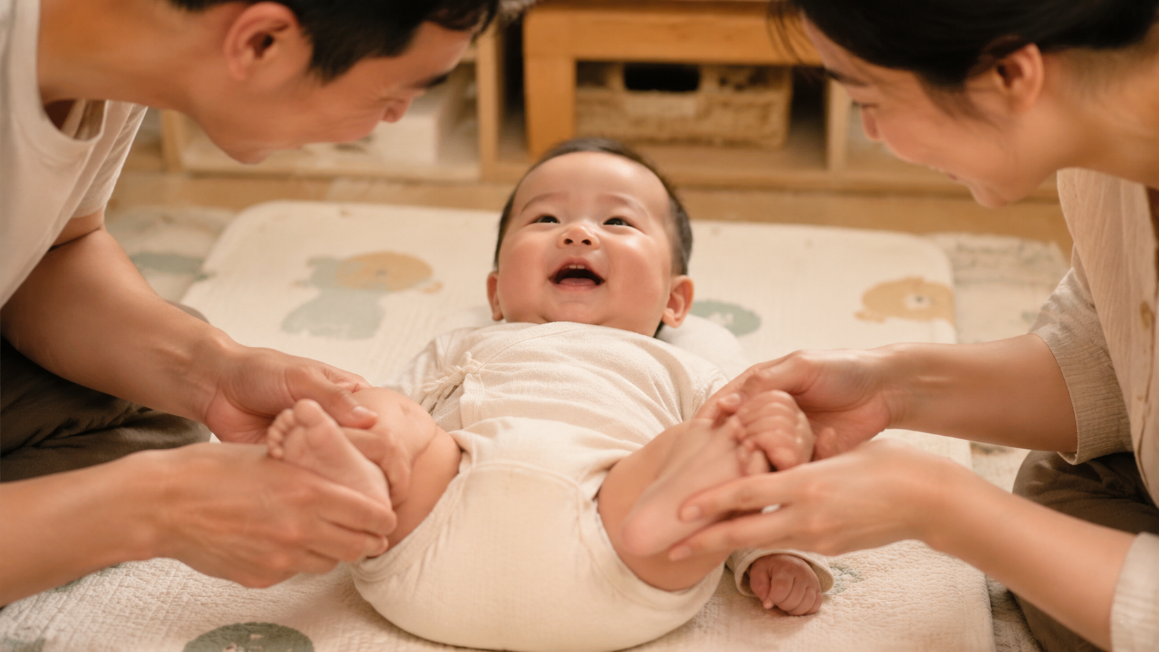 A close-up shot showing the gentle hands of a Chin