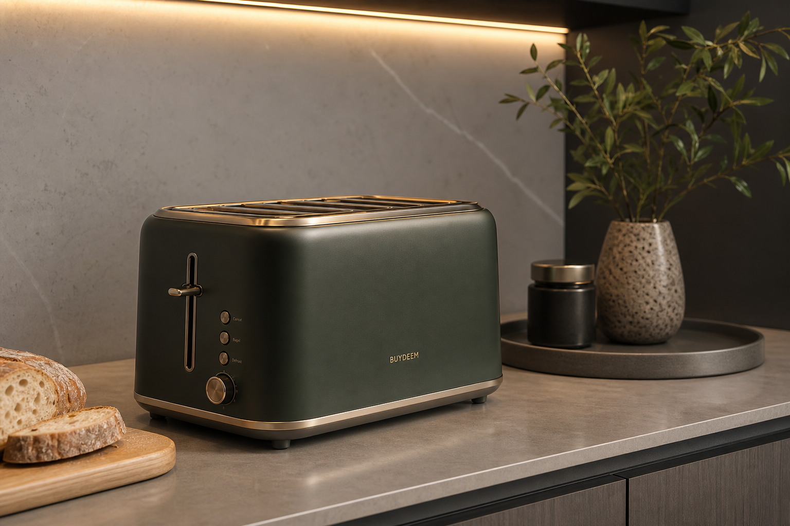 A close-up shot of a quiet luxury style kitchen co