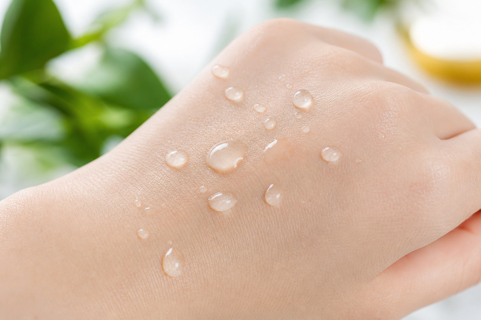Close-up macro photography of clear skincare water