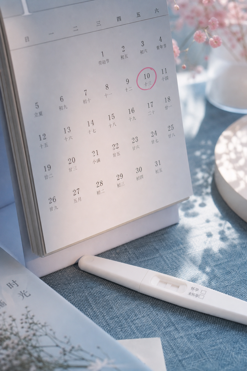 Close-up aesthetic shot of a daily desktop calenda