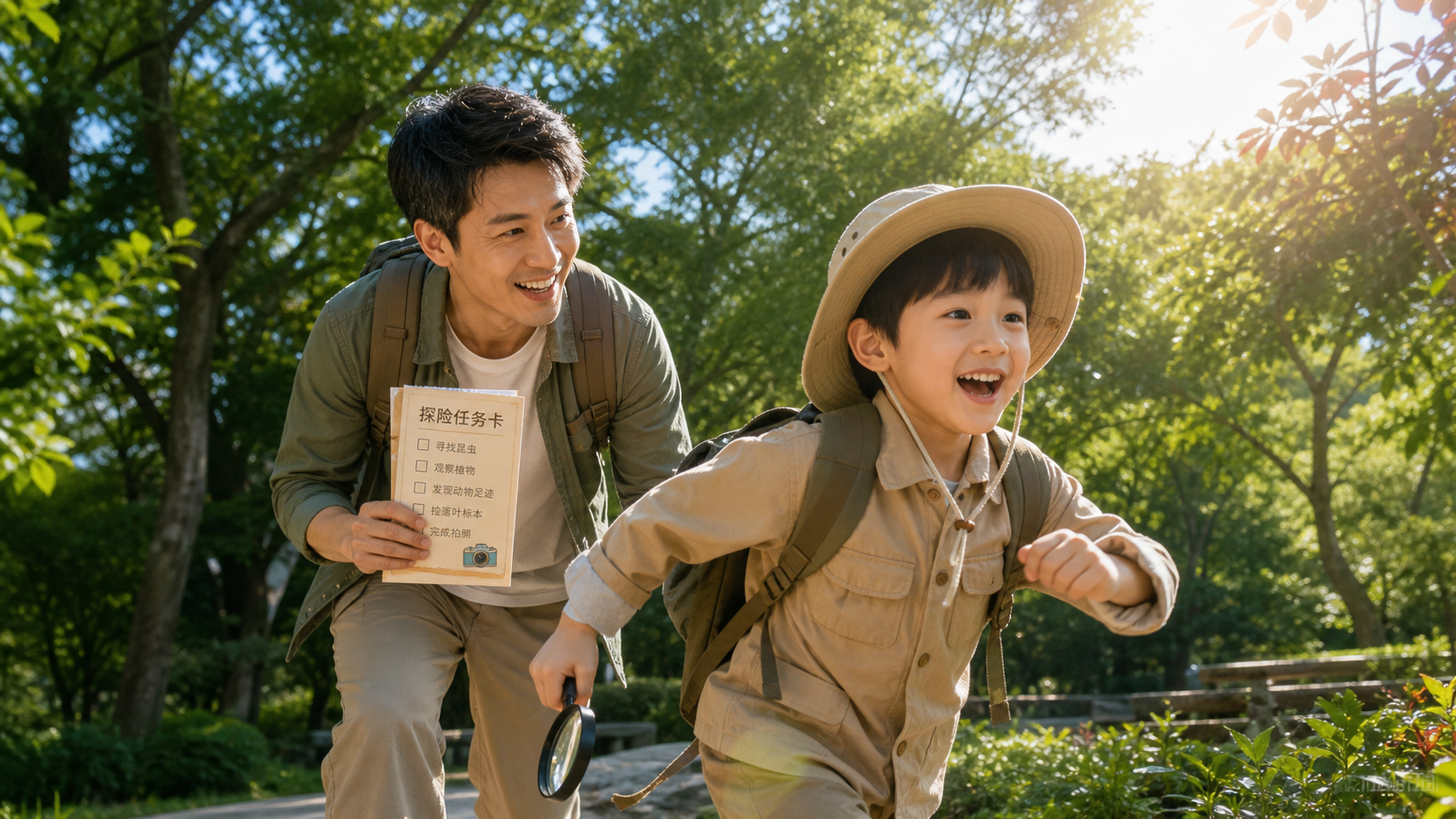 A Chinese father and his 6-year-old child playing 