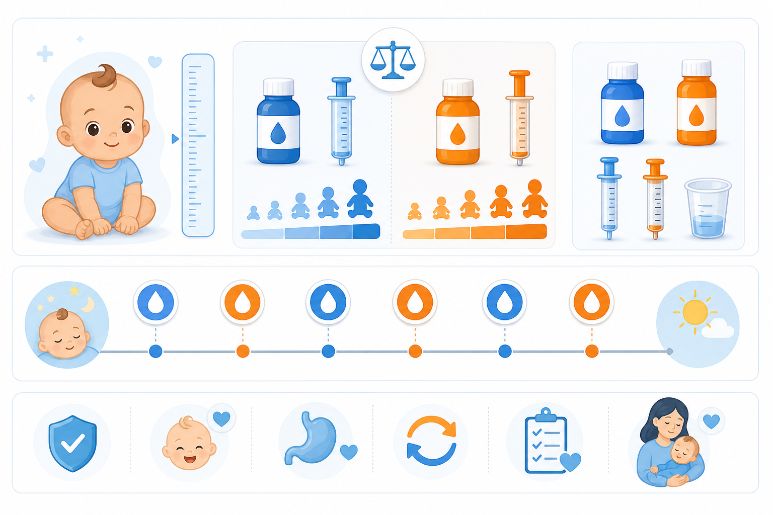 A clean, modern infographic chart showing baby med