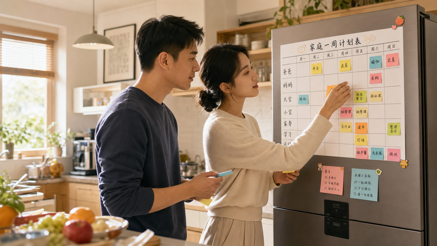 A bright and warm scene of a modern Chinese couple