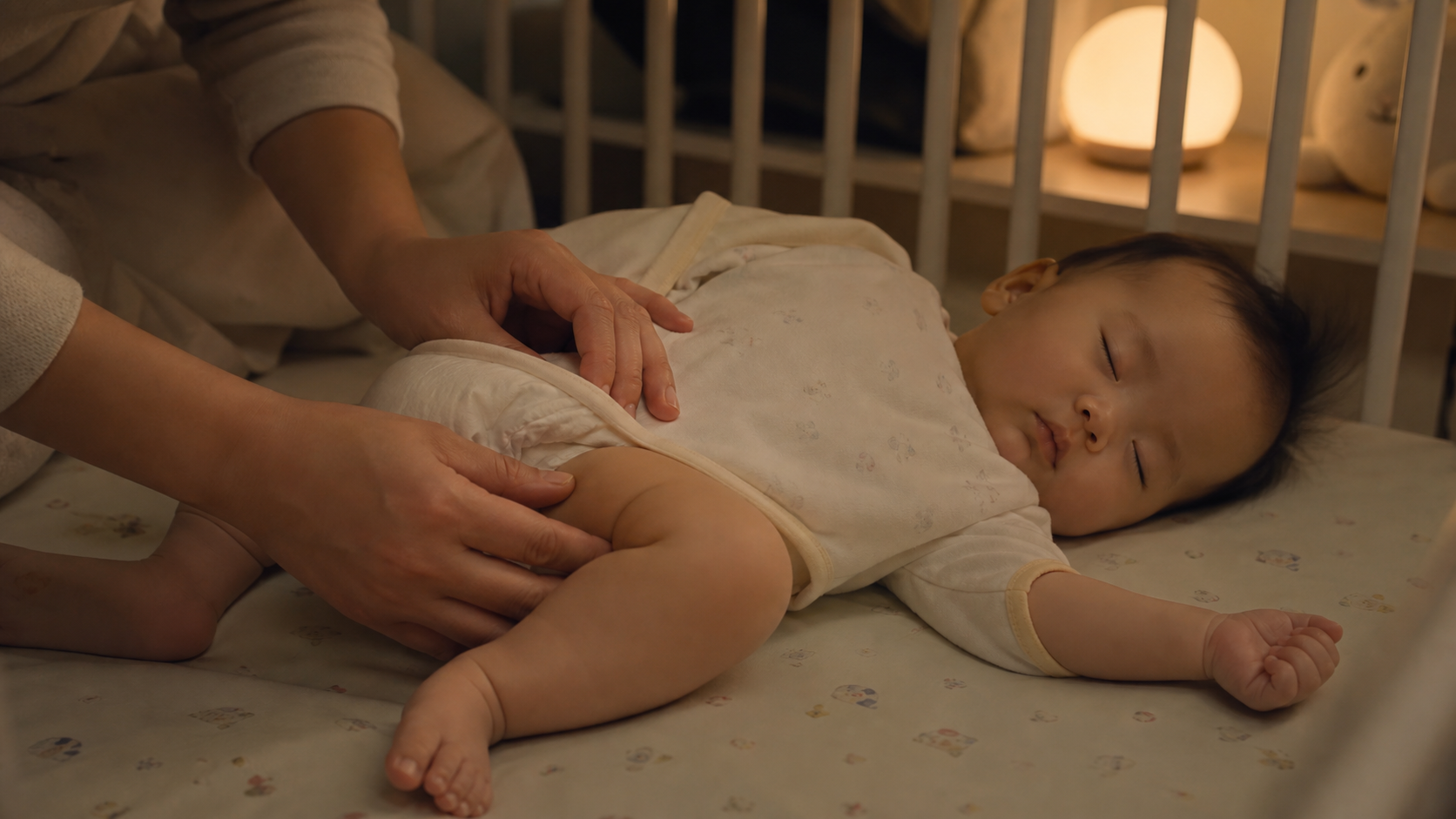 Close-up shot of a Chinese mother's hand gently to