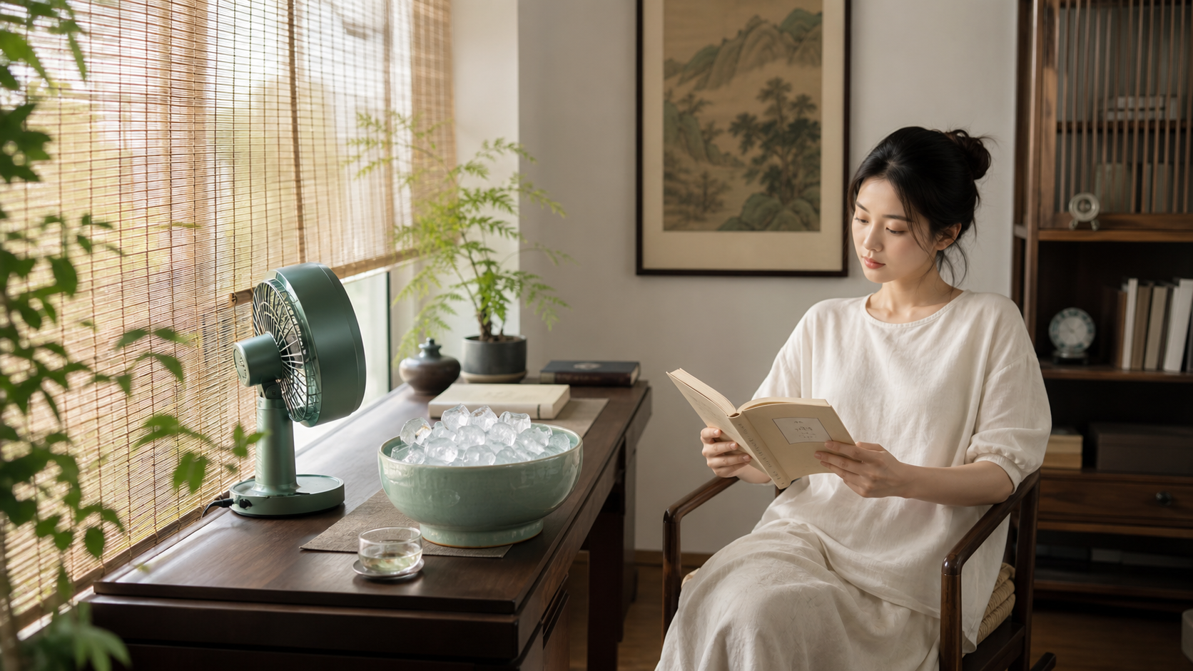 A beautiful neo-Chinese style cooling corner in a