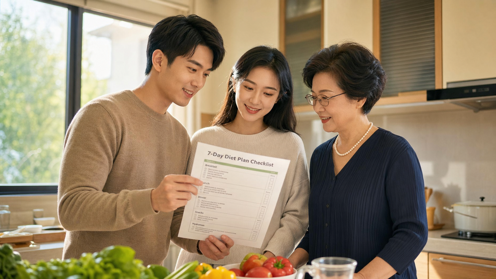 A young attractive Chinese couple in a bright mode