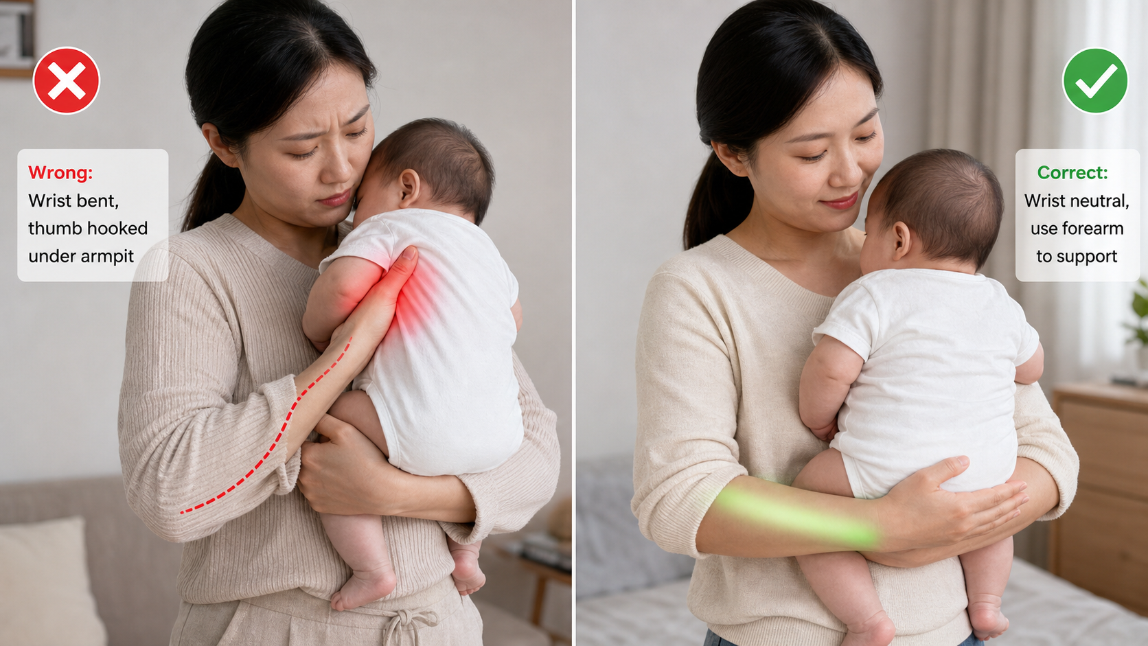 手腕痛到拿不住奶瓶？三招告别妈妈手