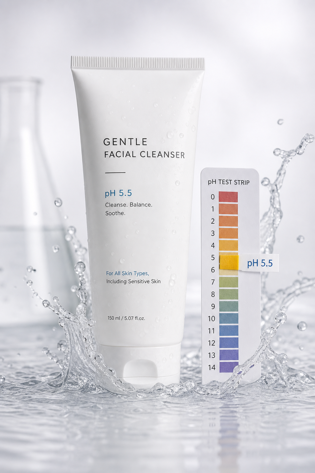 A minimalist product photography shot of a gentle