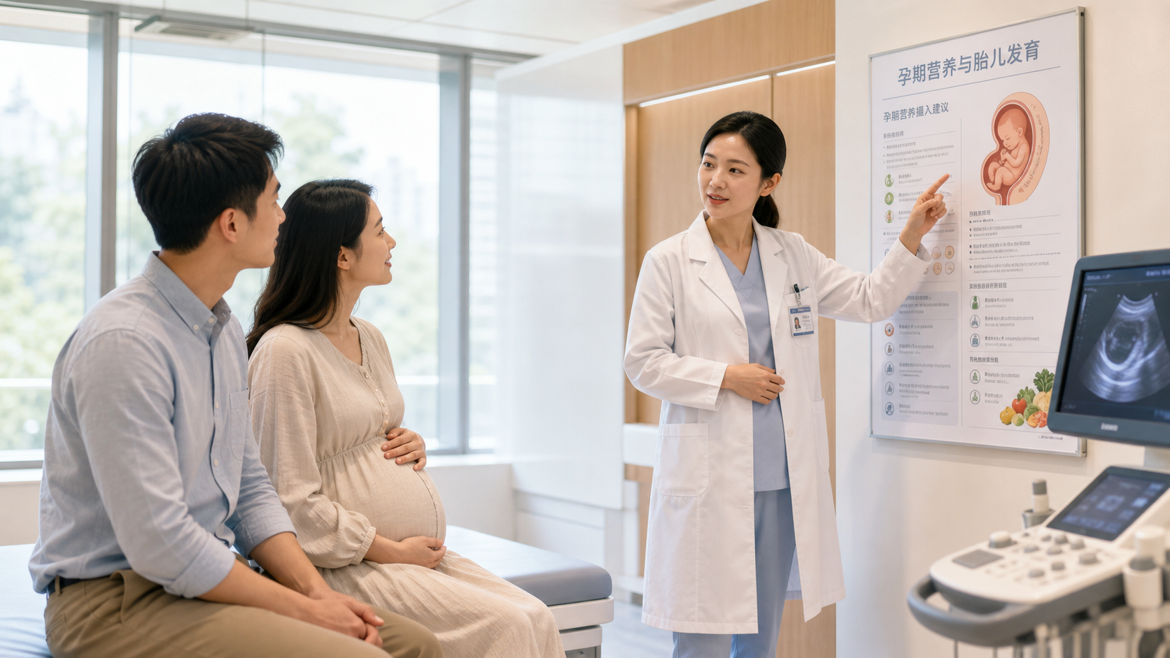 A professional Chinese female doctor in a white co