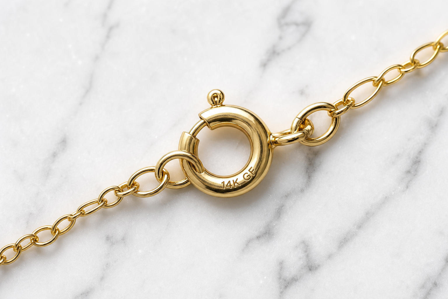 Close-up macro photography of a delicate gold neck