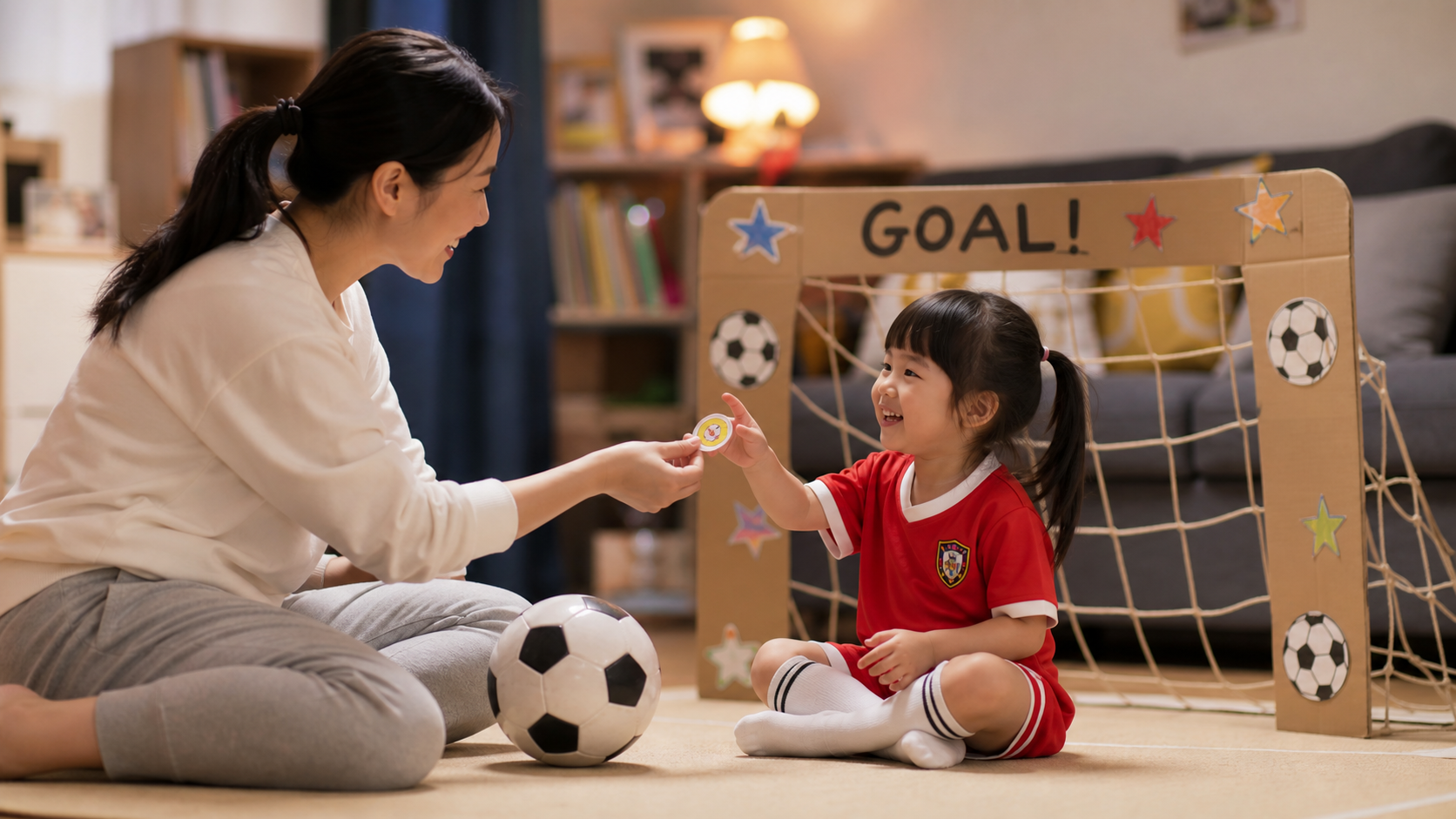 A heartwarming scene of a young Chinese mother and