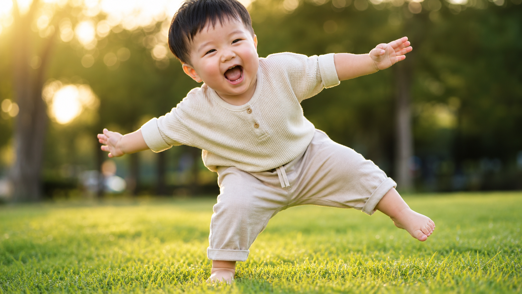 Close up of a 2-year-old Chinese baby's bare feet 