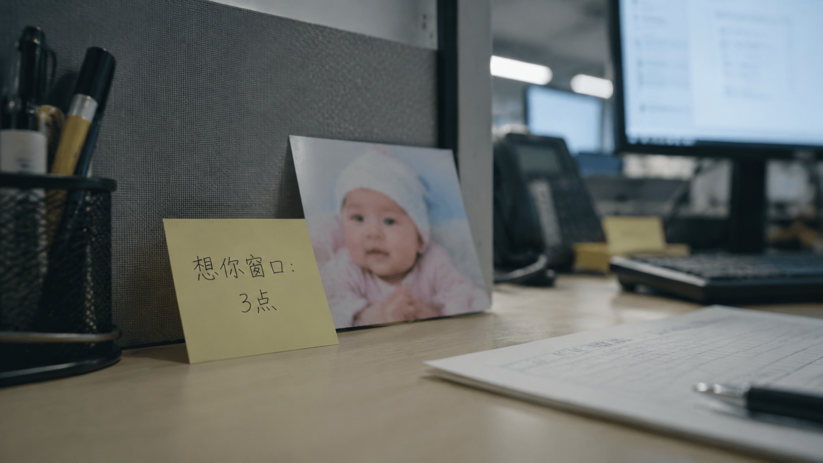 A still life photography of an office desk. There 