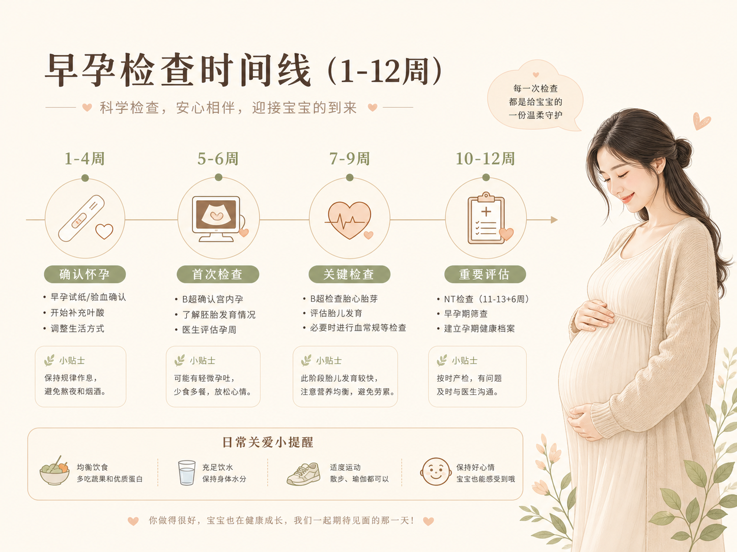 验出双杠先做啥？孕早期产检时间线全攻略
