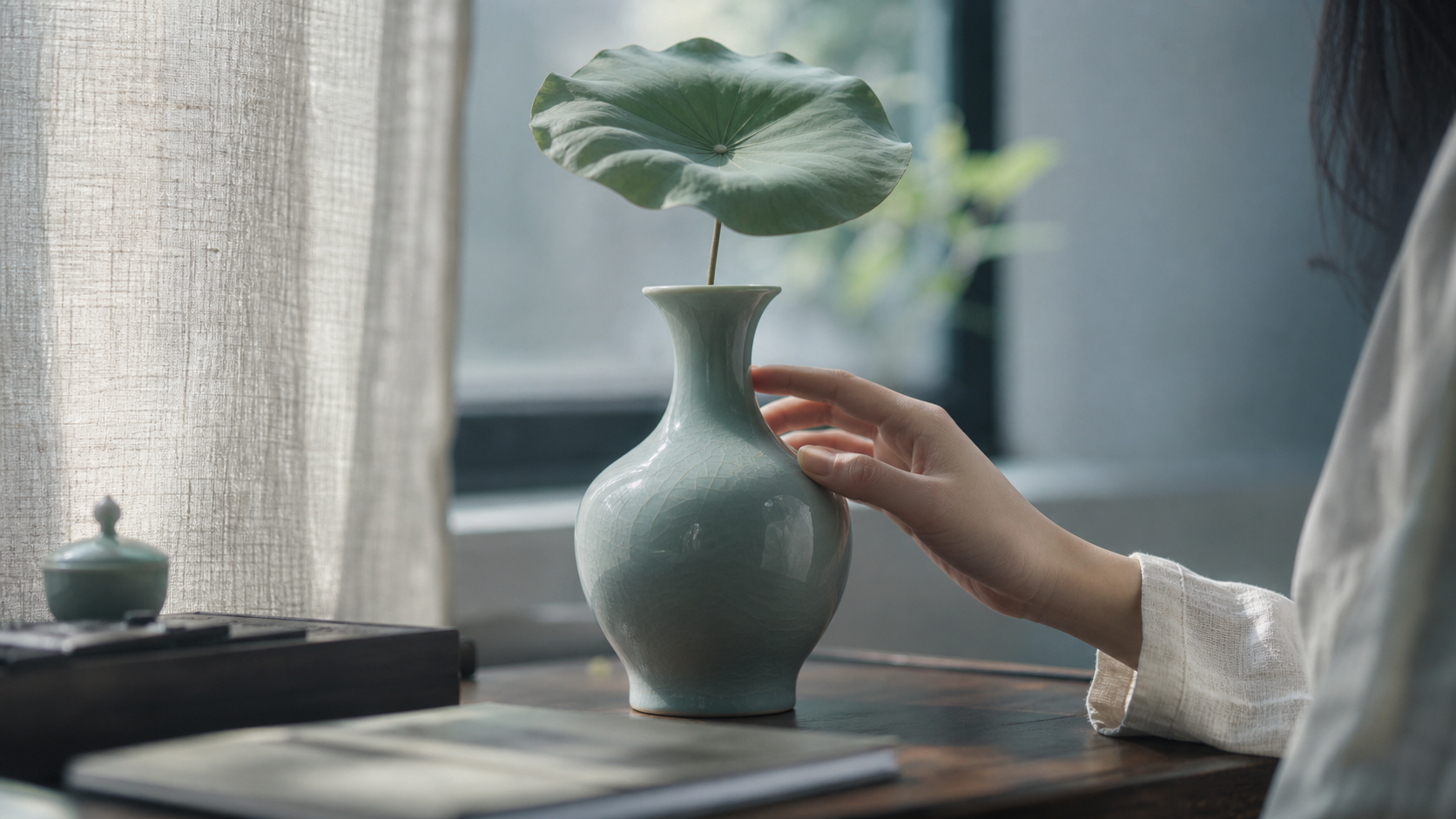 A close-up shot of a window sill in a modern Chine