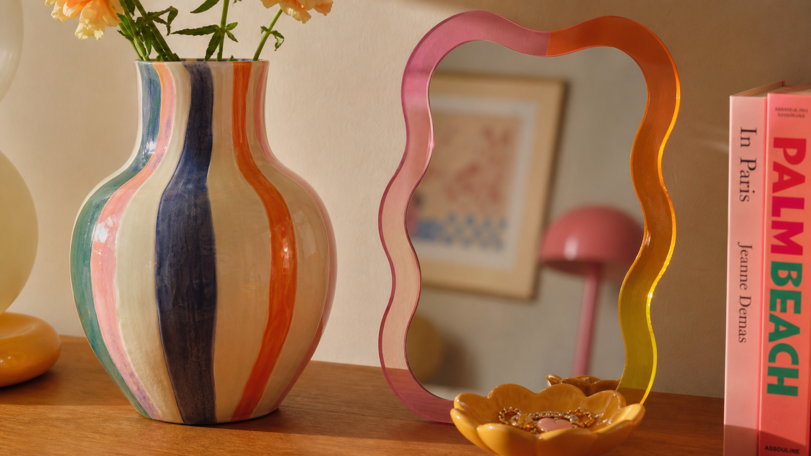 Close-up shot of a vintage dopamine home decor cor