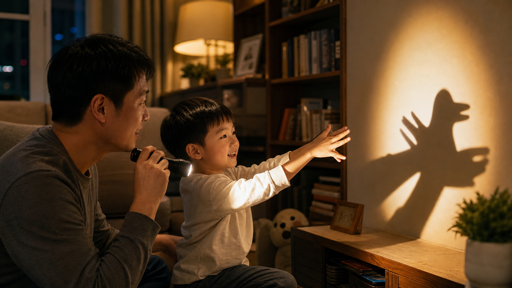 A heartwarming scene of a Chinese father and his 5