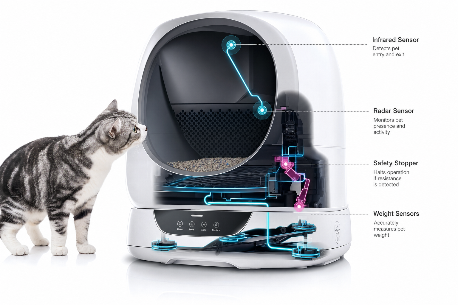 A high-tech, clean product photography style image