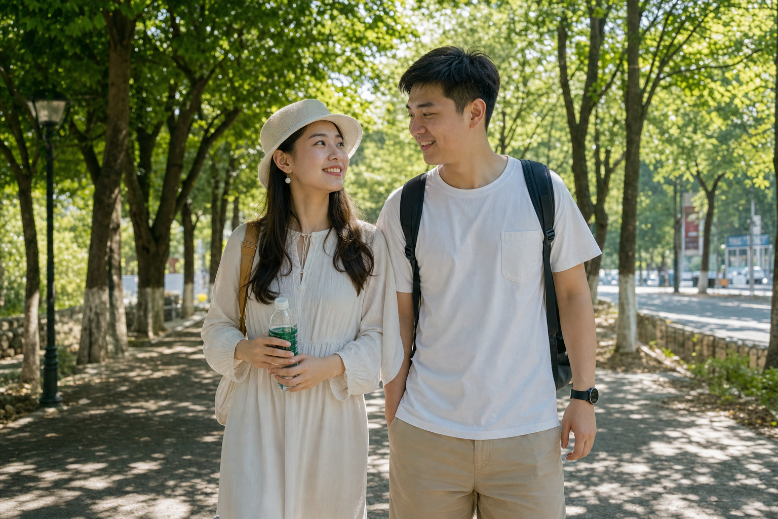 A photorealistic image of a young Chinese couple o