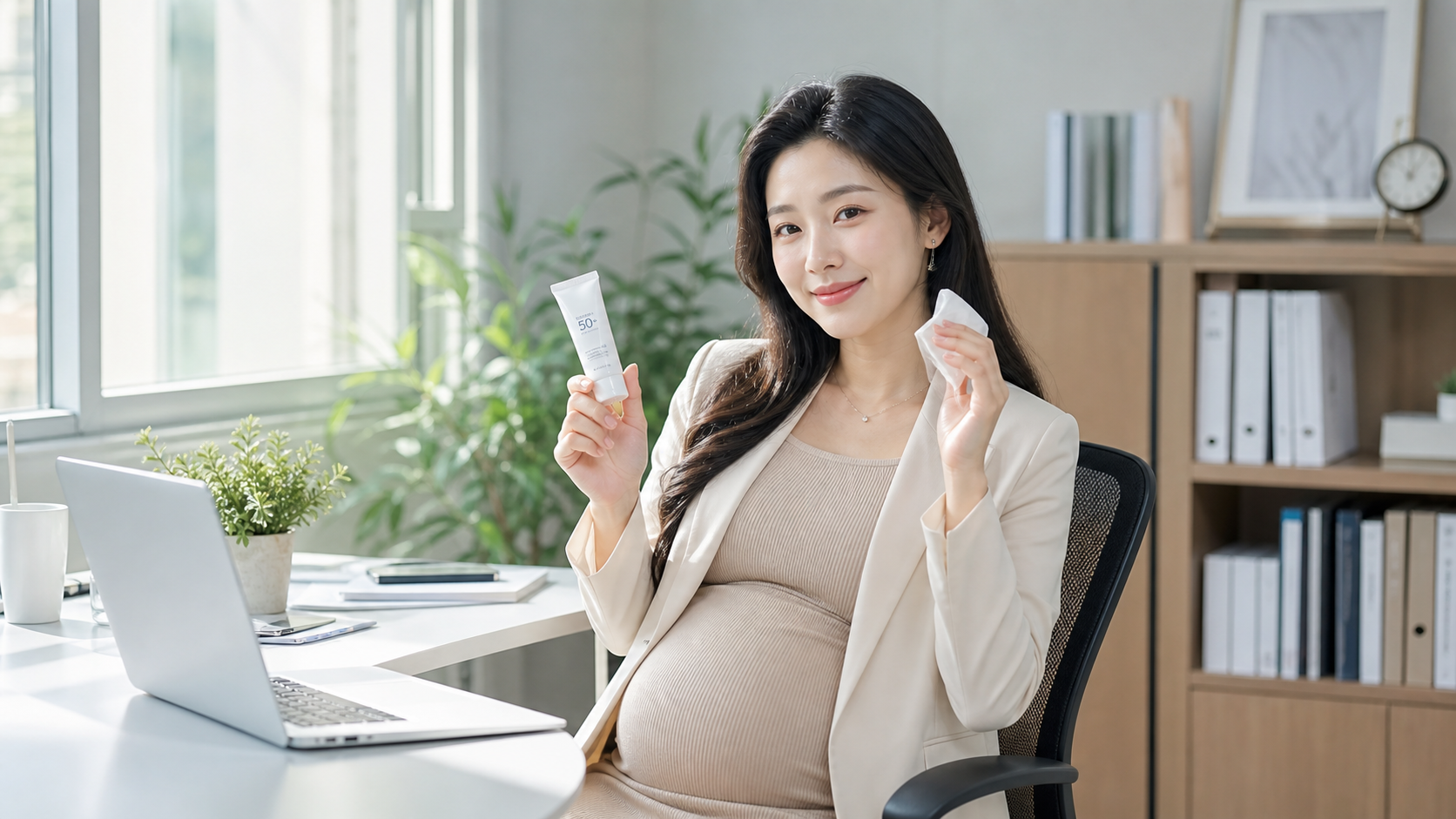 孕妈通勤狂流汗？三分钟补涂防晒不花脸