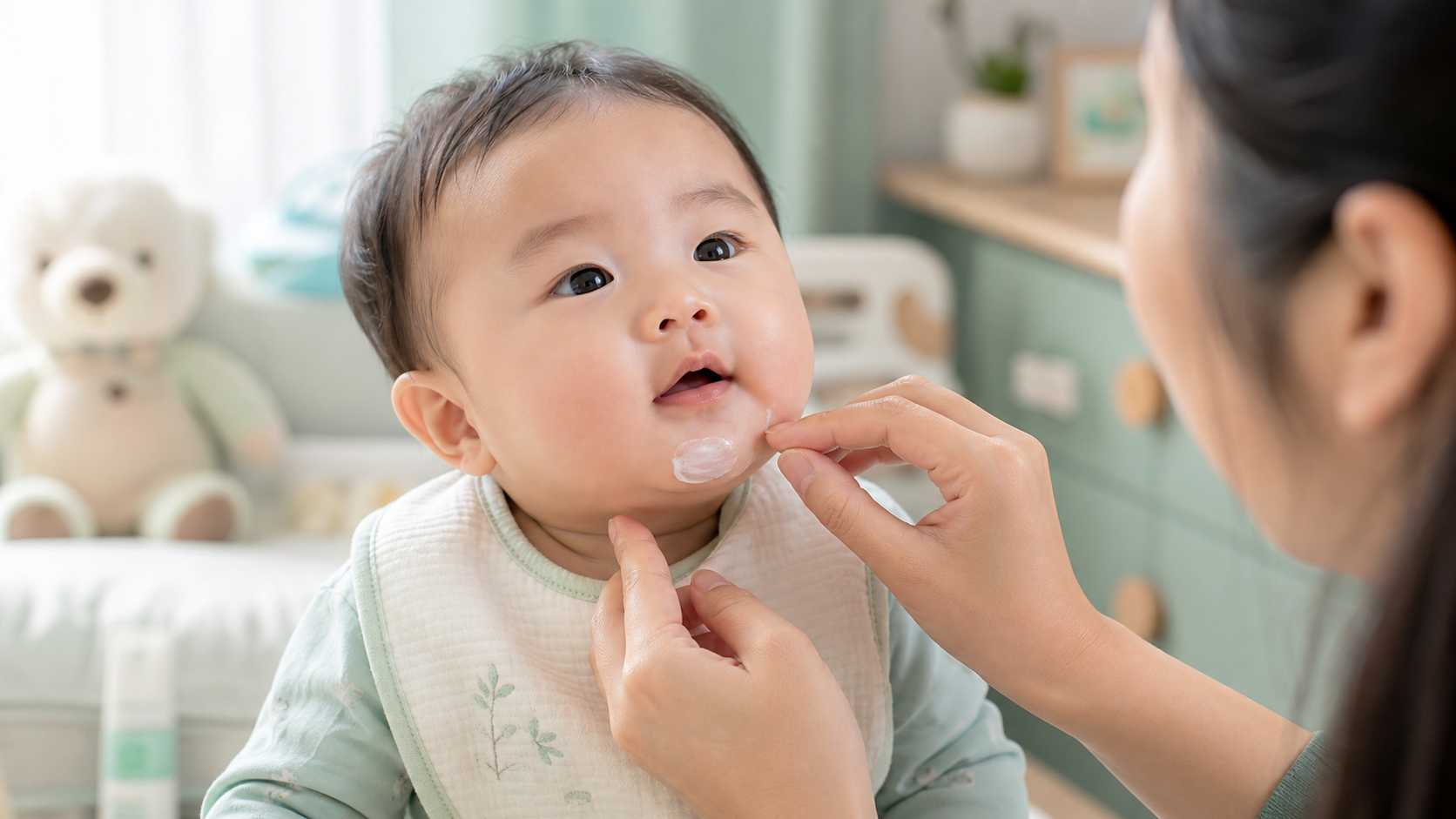 宝宝下巴泛红起疹？三步搞定口水疹