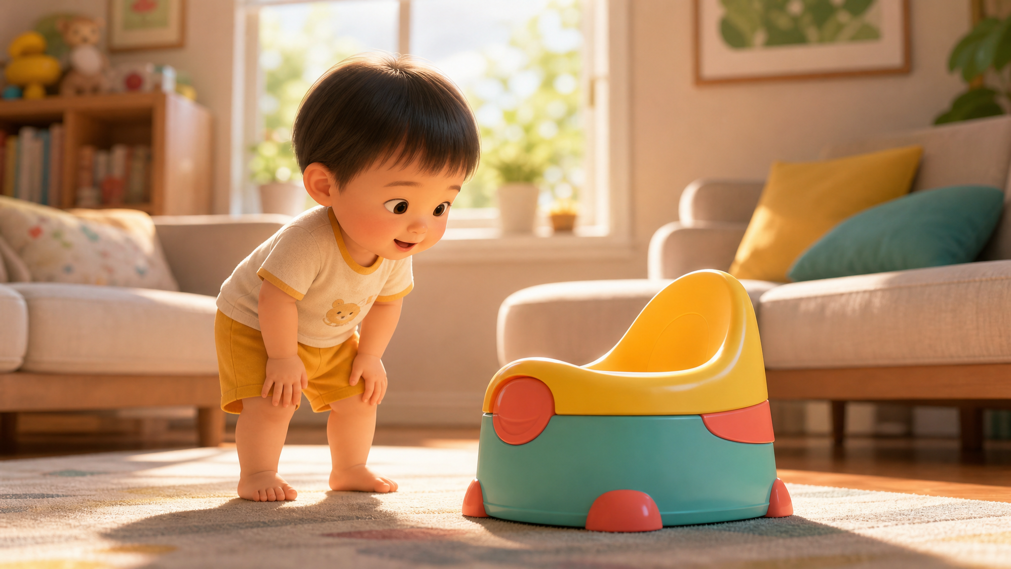 A cute Chinese toddler (around 2 years old) lookin