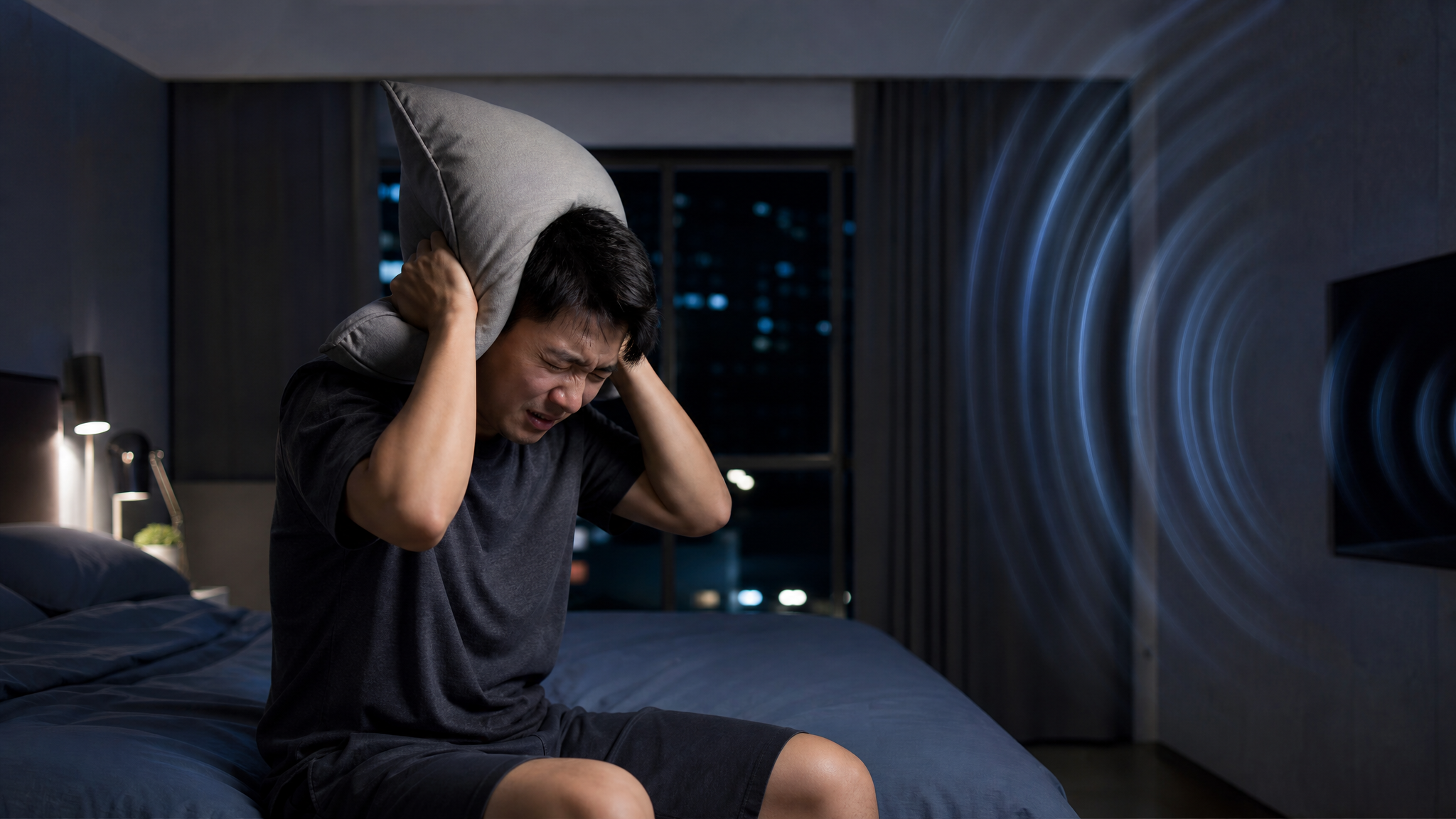 A Chinese man looking distressed and covering his