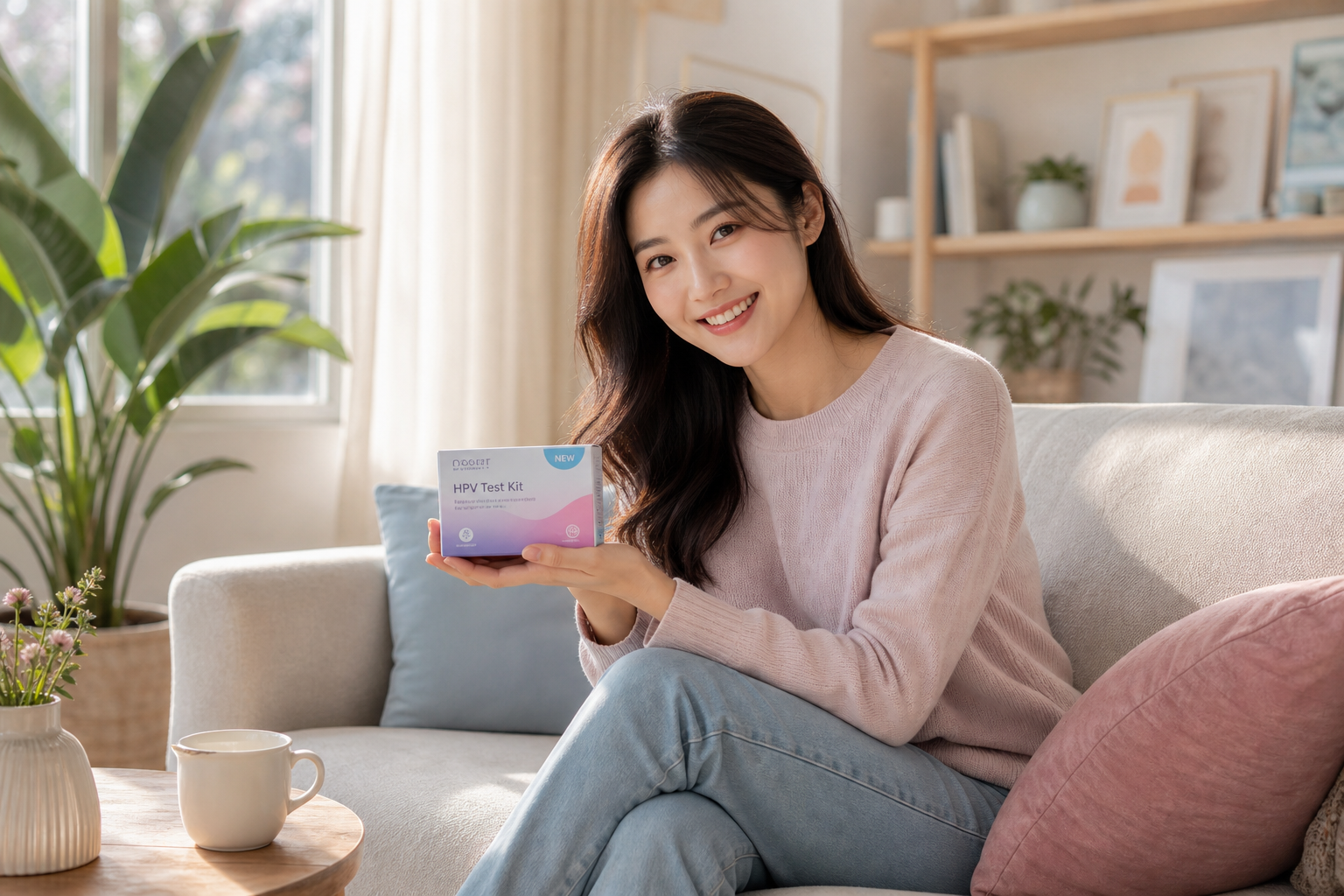A young Chinese woman sitting comfortably in a coz