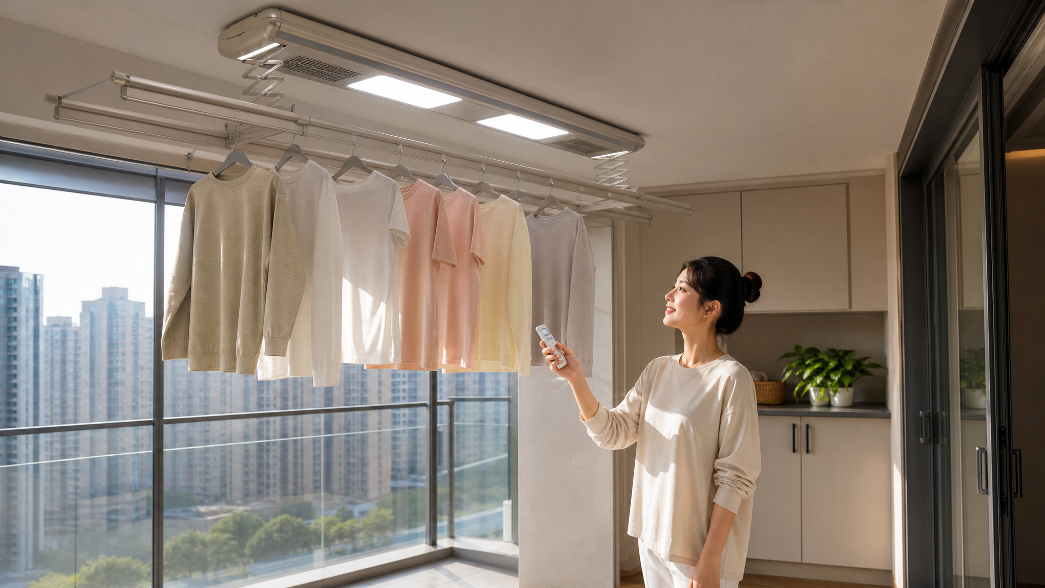 A realistic photography of a modern Chinese balcon