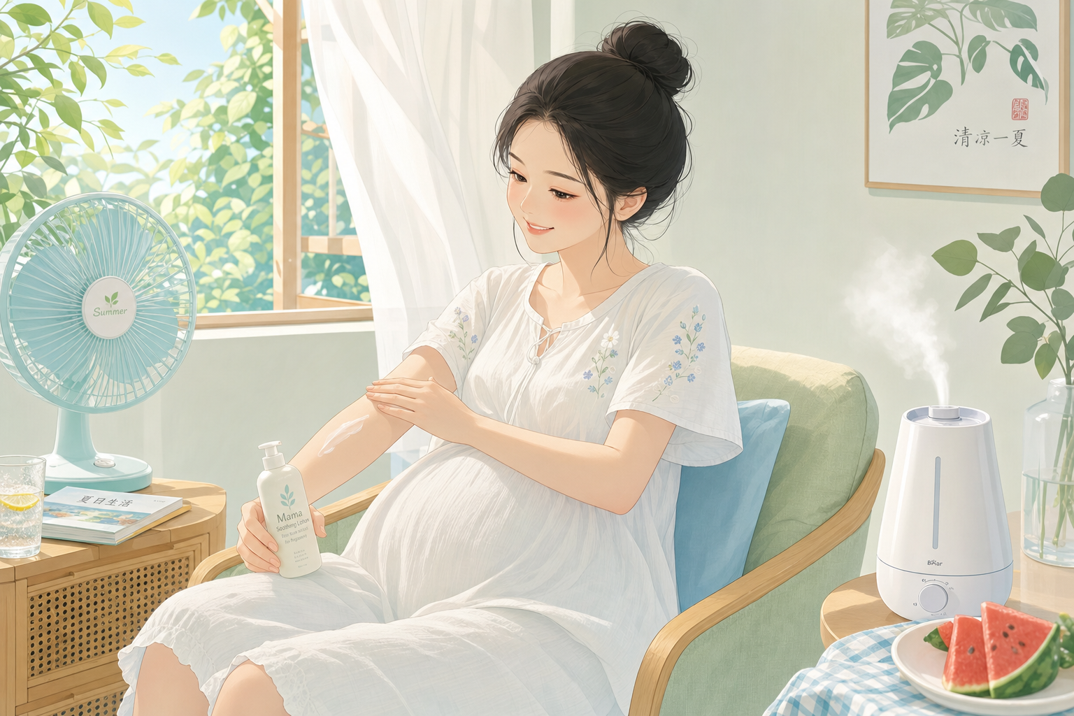 A gentle and refreshing illustration of a beautifu