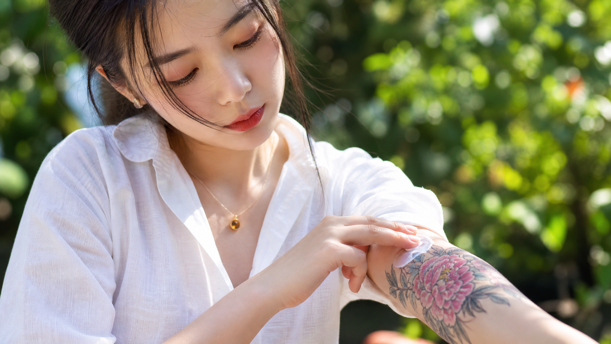 A photorealistic close-up of a stylish young Chine