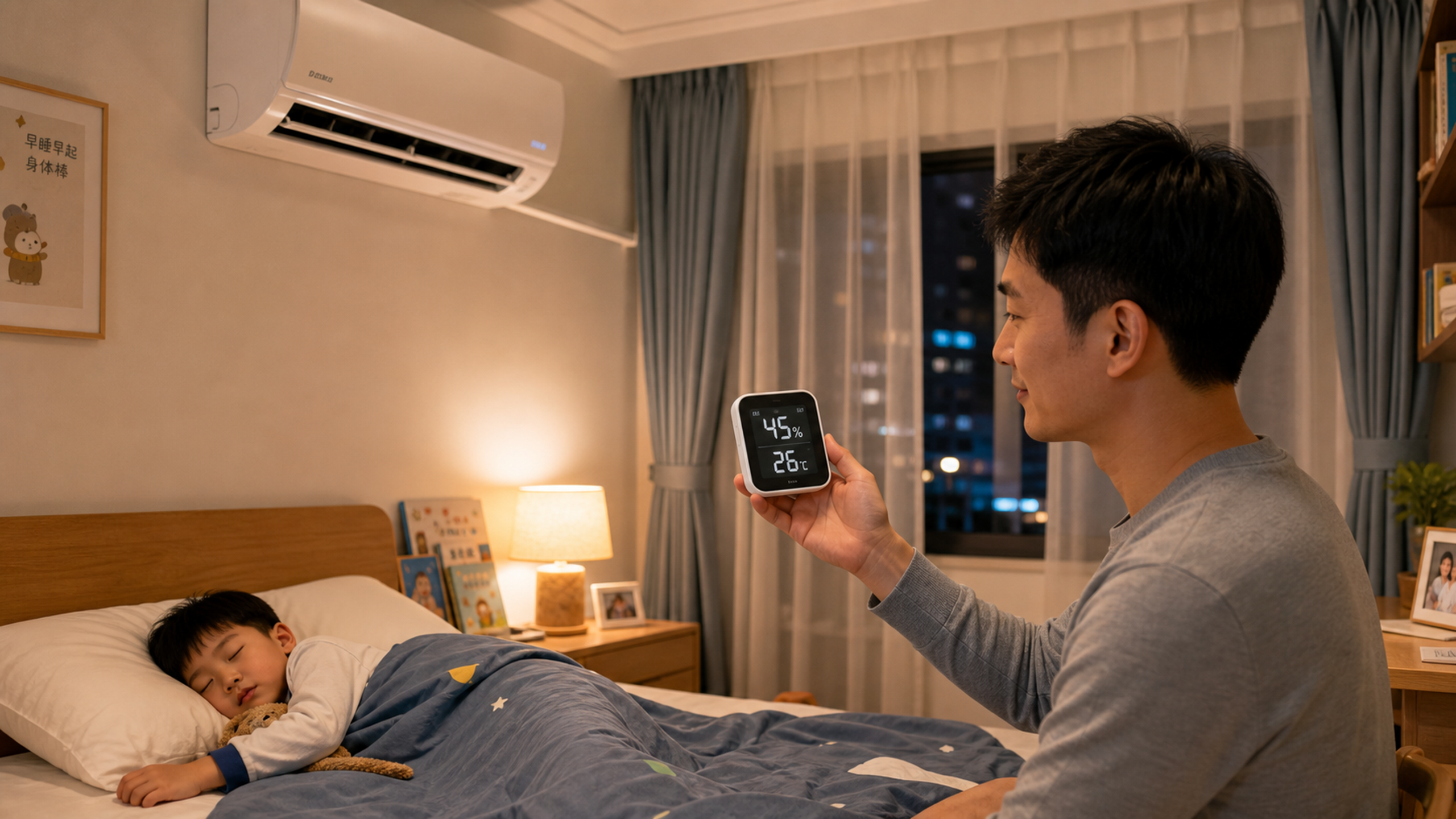 A warm and clean Chinese bedroom, a young Chinese