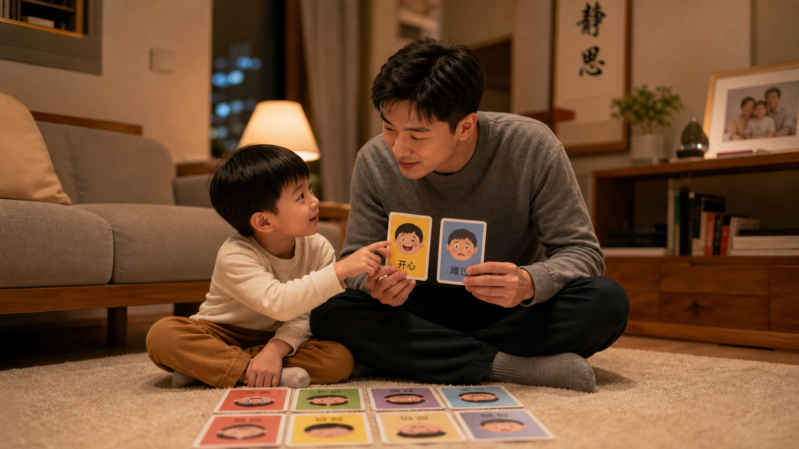 A warm and cozy indoor scene in a modern Chinese h