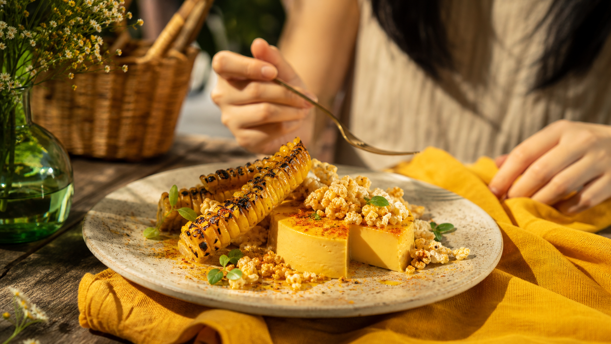 Close-up photography of a beautifully plated corn
