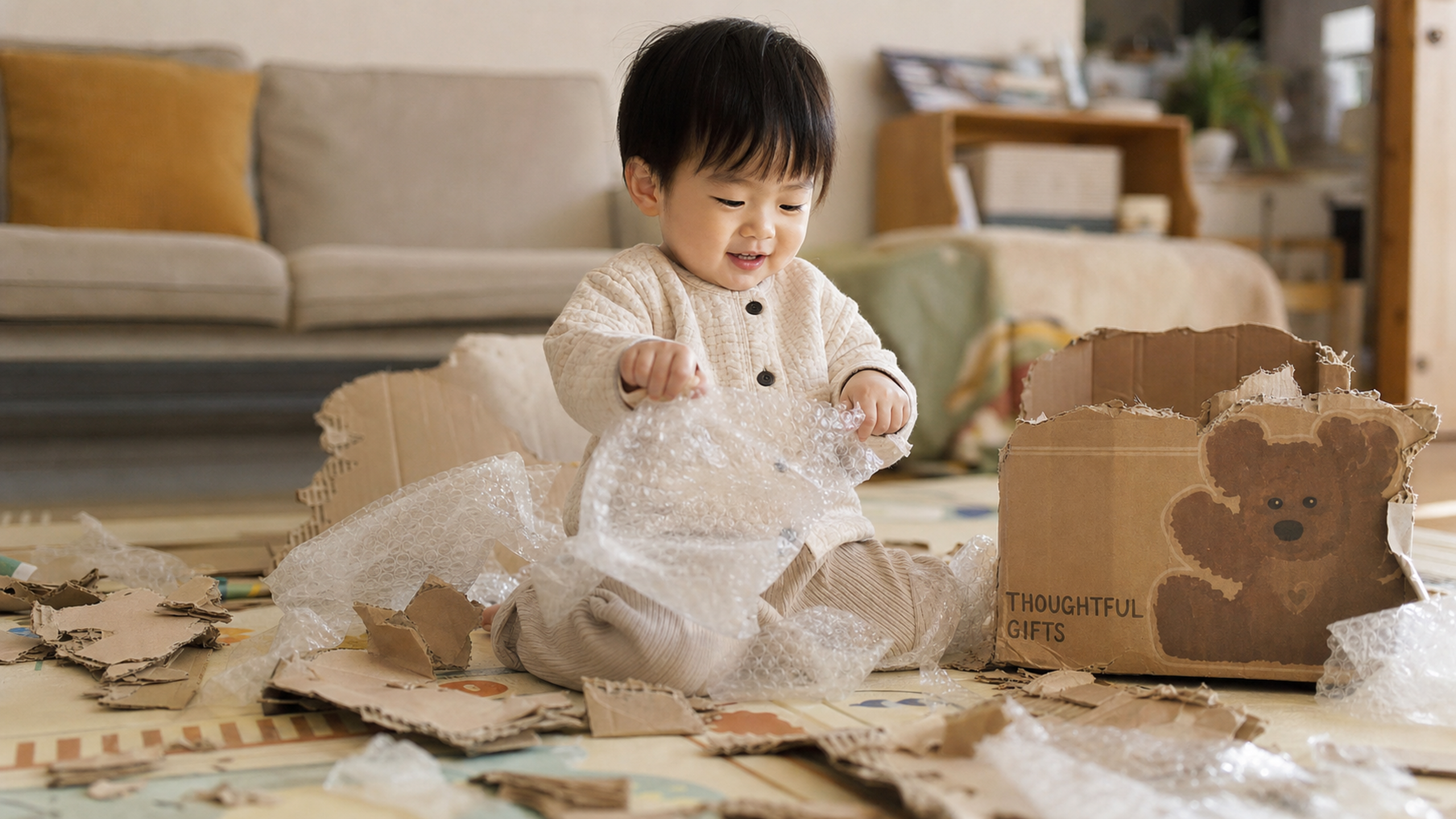 A cute Chinese toddler (1-3 years old) sitting on